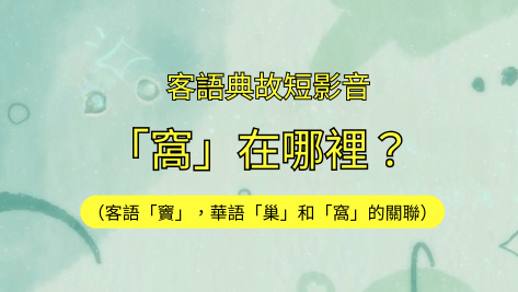 客語典故短影音-「窩」在哪裡？（客語「竇」，華語「巢」和「窩」的關聯）